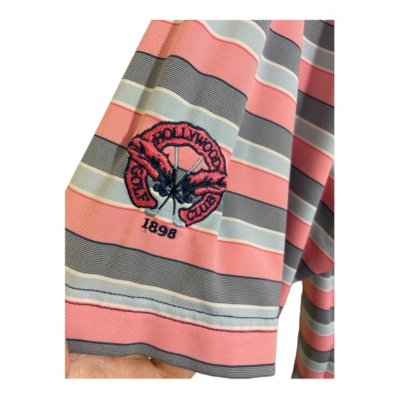 Peter Millar mens summer comfort polo half button shirt striped Golf Medium - Picture 5 of 8